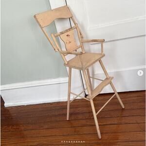 Vintage Decorative Wood Doll High Chair Flip-up Table Faded Decal FOR DOLLS ONLY